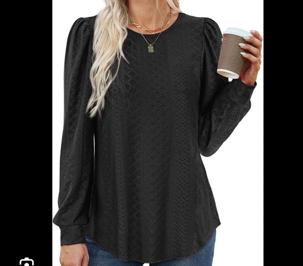 2XL Black Long Sleeve Blouse